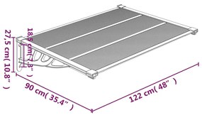 vidaXL Στέγαστρο Πόρτας Μαύρο & Διαφανές 122x90 εκ από Πολυκαρβονικό