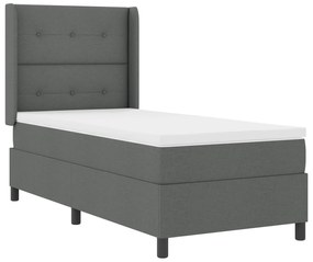 vidaXL κρεβάτι τύπου Box Spring με στρώμα & LED σε σκούρο γκρι 90x190 εκ. υφάσματος