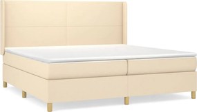 vidaXL Κρεβάτι Boxspring με Στρώμα Κρεμ 200x200 εκ. Υφασμάτινο