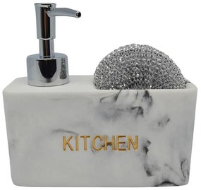 Δοχείο Κρεμοσάπουνου Με Εφέ Μαρμάρου 794195 White Ankor Πολυρεσίνη