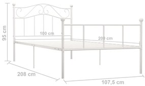 Πλαίσιο Κρεβατιού Λευκό 100 x 200 εκ. Μεταλλικό - Λευκό