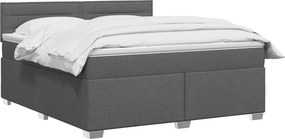 vidaXL Κρεβάτι Box Spring με Στρώμα και LED Σκούρο Γκρι 160 x 200 cm