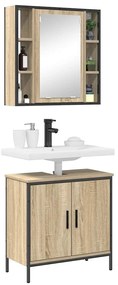 vidaXL Σετ Επίπλων Μπάνιου με ράφι με πόρτα 2 pcs Καφέ 60 x 30 x 60 cm