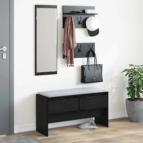 vidaXL Σετ επίπλων χωλ με συρτάρι 4 pcs Μαύρη Οξυά Επεξεργασμένο ξύλο