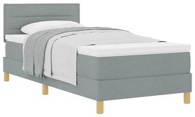 vidaXL Κρεβάτι box spring με στρώμα Ανοιχτό γκρι 100 x 200 cm ύφασμα