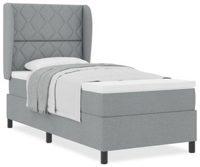 vidaXL Κρεβάτι Box Spring με Στρώμα - Ανοιχτό Γκρι, 90x200 εκ., Υλικό