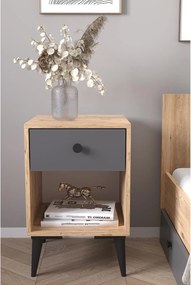 Κομοδίνο ArteLibre AMARI Δρυς/Ανθρακί Μοριοσανίδα 43x43x67.5cm