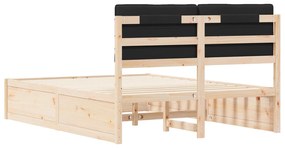 vidaXL Σκελετός Κρεβατιού με Επενδεδυμένο Κεφαλάρι Μαύρο 140 x 190 cm