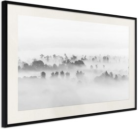 Αφίσα - Fog Over the Forest - 30x20 - Μαύρο - Με πασπαρτού