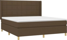 vidaXL Κρεβάτι Boxspring με Στρώμα &amp; LED Σκ.Καφέ 180x200εκ. Υφασμάτινο
