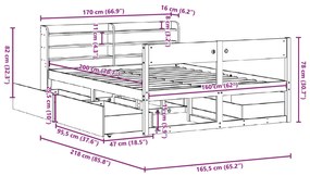 Σκελετός Κρεβατιού Χωρίς Στρώμα 160x200 εκ Μασίφ Ξύλο Πεύκου - Καφέ