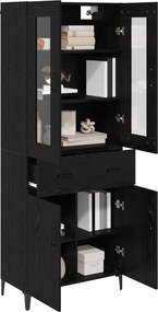 vidaXL Highboard Μαύρη Οξυά 69,5 x 34 x 180 εκ. Επεξεργασμένο ξύλο