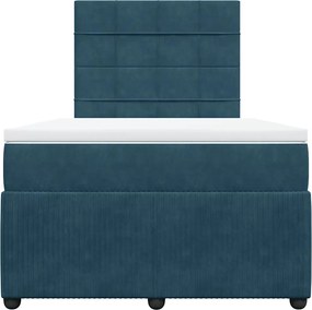 vidaXL Κρεβάτι Boxspring με Στρώμα Μπλε 120x200 εκ. Βελούδινο