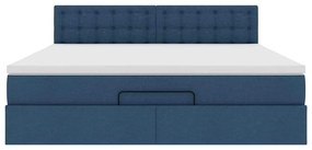 vidaXL Οθωμανικό κρεβάτι με στρώμα μπλε 160x200cm ύφασμα