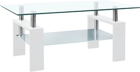 vidaXL Τραπεζάκι Σαλονιού Λευκό και Διαφανές 95x55x40 εκ. Ψημένο Γυαλί