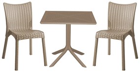 Τραπεζαρία Icon-Confident pakoworld σετ 3τεμ PP σε cappuccino απόχρωση