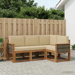 vidaXL Σειρά Καναπέ Εξωτερικού 4 pcs Φυσικό και Μπεζ Πολυεστέρας