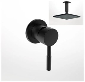 La Torre New Tech Black Matt 12151N-400 Μίκτης Εντοιχισμού 3 Εξ. με Εκτροπέα+Ανακλινόμενη Κεφαλή Square 30x30εκ+Μπράτσο Οροφής