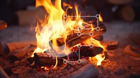 Intra Συλλεκτικό Ξύλινο Παζλ Plywood 4mm - Φωτιά με λαμπερές φλόγες Σε Ξύλινο Κουτί - Διαστάσεις: 10x10 cm – 25 κομμάτια