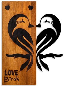 Διακοσμητικό Τοίχου Love Birds 899SKL2686 45x3x58cm Walnut-Black Wallity Μέταλλο,Ξύλο