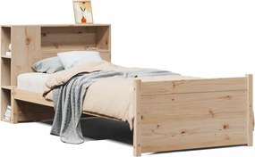 vidaXL Κρεβάτι Βιβλιοθήκη Χωρίς Στρώμα 75x190 εκ Μασίφ Ξύλο Πεύκο