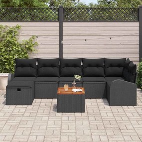 vidaXL Σετ Καναπέ Κήπου με μαξιλάρι 8 pcs Μαύρο Πολυ ράταν