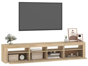 Έπιπλο Τηλεόρασης με LED Sonoma Δρυς 210x35x40 εκ. - Καφέ