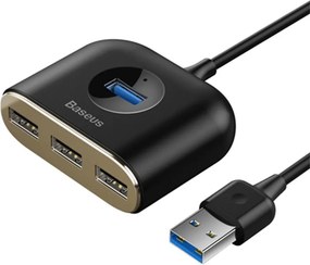 Baseus Square round 4 in 1 USB HUB Adapter (1xUSB3.0 &amp; 3xUSB2.0) 1m Black Μαύρο