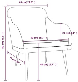 Πολυθρόνα Ροζ 63 x 76x 80 εκ. Βελούδινη - Ροζ