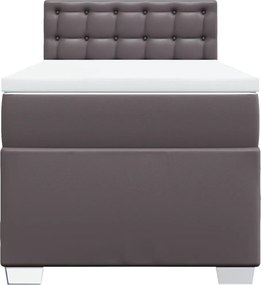 vidaXL Κρεβάτι Boxspring με Στρώμα Γκρι 100x200εκ. από Συνθετικό Δέρμα