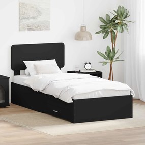 vidaXL Σκελετός Κρεβατιού Μαύρο 75 x 190 cm Επεξεργασμένο ξύλο