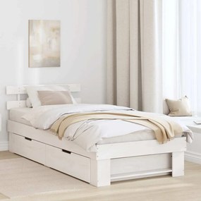 vidaXL Σκελετός Κρεβατιού Λευκό 75 x 190 cm Μασίφ ξύλο πεύκου