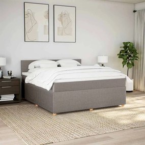 vidaXL Κρεβάτι Boxspring με Στρώμα Taupe 180x200 εκ. Υφασμάτινο