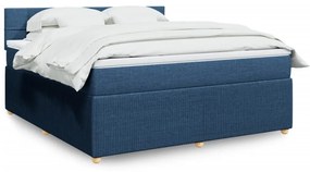 Κρεβάτι Boxspring με Στρώμα Μπλε 180x200 εκ. Υφασμάτινο - Μπλε