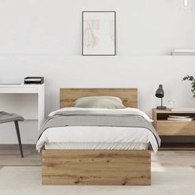 vidaXL Κρεβάτι χωρίς στρώμα με κεφαλάρι δρυς 75x190 εκ.