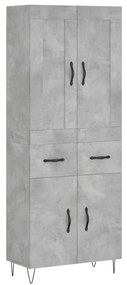 vidaXL Ντουλάπι Γκρι Σκυροδέματος 69,5x34x180 εκ. Επεξεργασμένο Ξύλο