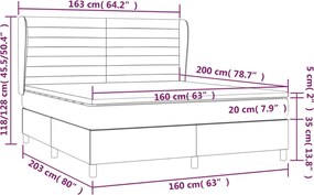 vidaXL Κρεβάτι Boxspring με Στρώμα Κρεμ 160x200 εκ. Υφασμάτινο