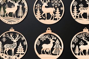 Σετ των 3 Intra απο ξύλο plywood 3mm-4mm πάχος Χριστουγεννιάτικο στολίδι Δίασταση 8x8 cm INTRAFABR-107636951