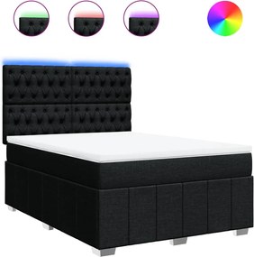 vidaXL Κρεβάτι Boxspring με Στρώμα Μαύρο 140x200 εκ. Υφασμάτινο