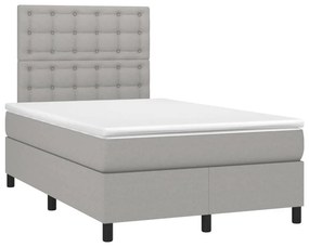 vidaXL Κρεβάτι Boxspring με Στρώμα &amp; LED Αν.Γκρι 120x200 εκ Υφασμάτινο