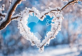 Intra Συλλεκτικό Ξύλινο Παζλ Plywood 4mm - Αγάπη και φύση: Κλαδί σε σχήμα καρδιάς καλυμμένο με χιόνι Σε Ξύλινο Κουτί - Διαστάσεις: 10x10 cm – 25 κομμάτια