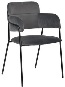 Πολυθρόνα Kelso HM8521.01 Dark Grey 55x53x80 εκ. Σετ 4τμχ Velvet, Metal