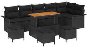 vidaXL Σετ Καναπέ Κήπου 10 pcs Μαύρο συνθετικό ρατάν