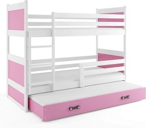 Κουκέτα  Riccon με 3o Κρεβάτι από μασίφ ξύλο White + Pink  90×200cm (Δώρο τα 3 Στρώματα)