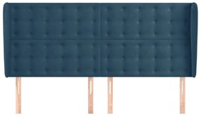 vidaXL Κεφαλάρι με ΠτερύγιαΣκούρο Μπλε 203x23x118/128 εκ. Βελούδινο