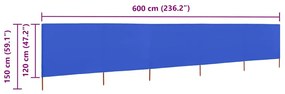 vidaXL Προστατευτικό Αέρα με 5 Πάνελ Αζούρ Μπλε 600x120 εκ. Υφασμάτινο