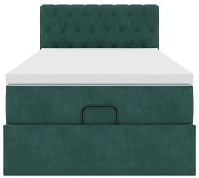 vidaXL Οθωμανικό κρεβάτι με στρώμα & LEDs Dark Green 90x190cm Velvet