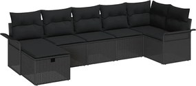 vidaXL Σετ Καναπέ Κήπου με μαξιλάρι 7 pcs Μαύρο Πολυ ράταν