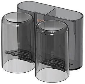 ECOCO βάση οδοντόβουρτσας E2229 με 2 ποτήρια, μαύρη-διάφανη