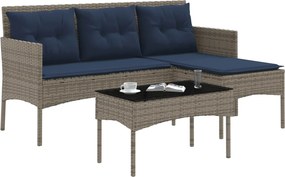 vidaXL Σετ Καναπέ Κήπου 2 pcs Γκρι και Navy Blue συνθετικό ρατάν